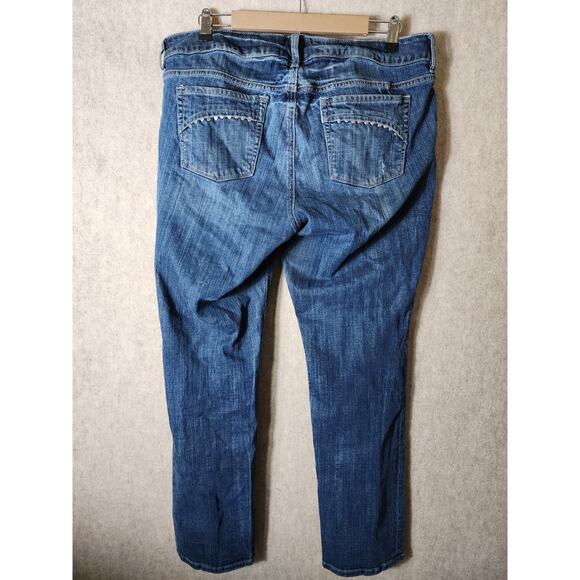 Z CAVARICCI  Medium Wash Blue Beaded Distressed Straight Leg Jeans SZ 15 (38x31) - Picture 2 of 9